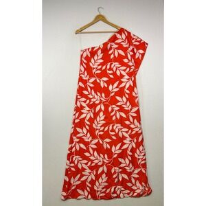 Tropical Vacation Tyche Womens Large Leaf One Shoulder Maxi Dress D-4821